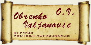 Obrenko Valjanović vizit kartica